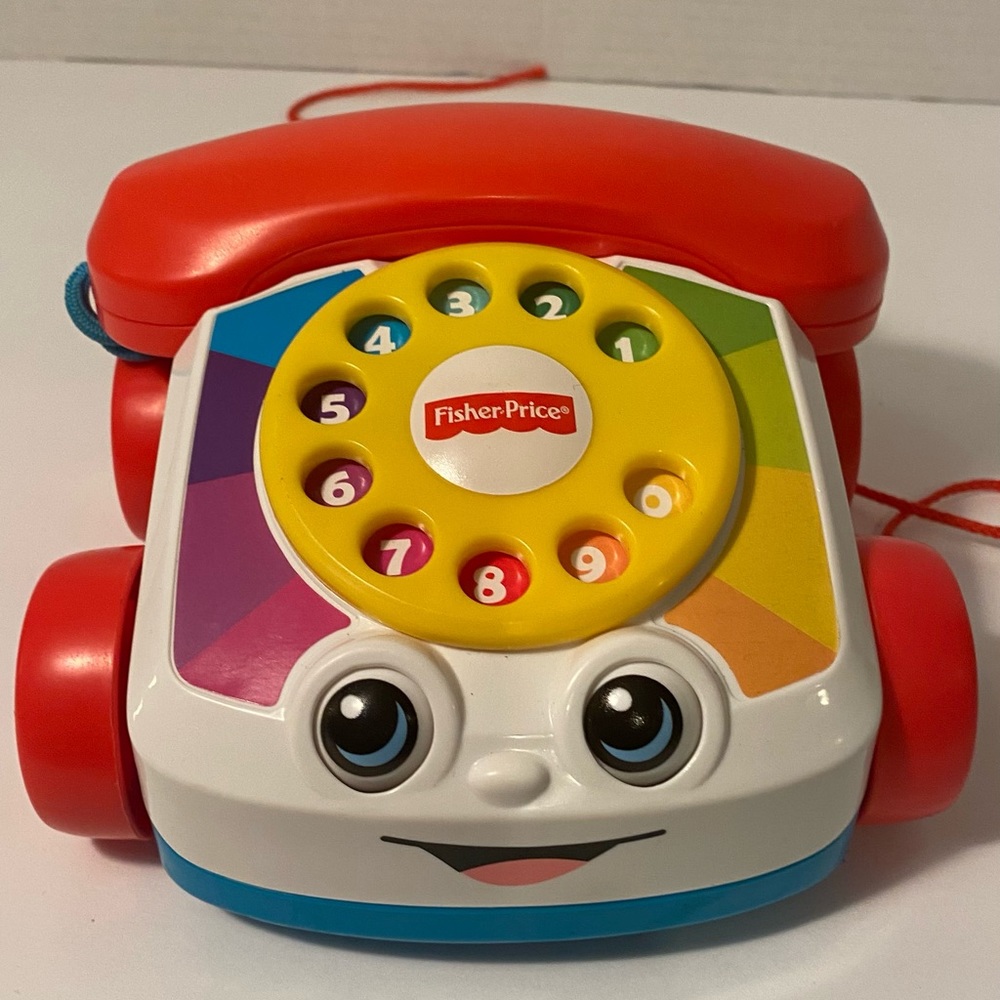 Fisher Price rolling rotary phone great condition nylon twine for easy pull
